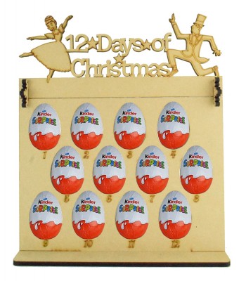 6mm Kinder Eggs Holder 12 Days of Christmas Advent Calendar with '12 Days of Christmas' Dancing Lady & Lord Leaping Topper